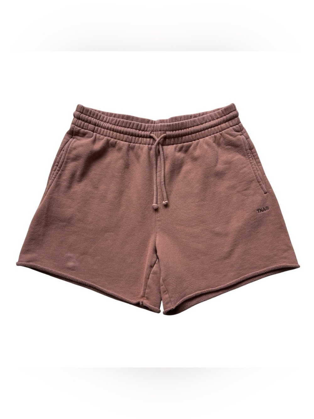 Aritzia TNA Sweatfleece Boyfriend Terry Shorts Mauve Brown Size M Loungewear